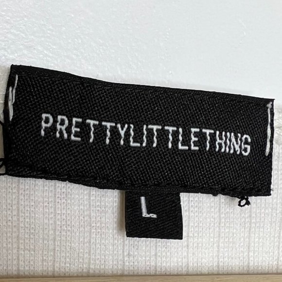 PrettyLittleThing white ribbed cropped v-neck cardigan L - Picture 2 of 5